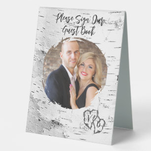 Birch Wedding Guest Book Table Sign Tischaufsteller