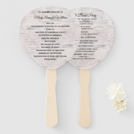 Birch Wood Bark Print 2 Wedding Program Fan Fächer