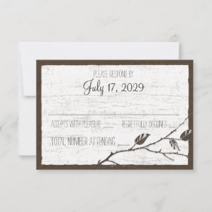 Birch Wood Deer Wedding Response Card RSVP Karte
