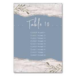 Birch Wood Dust Blue Wedding Tischnummer List