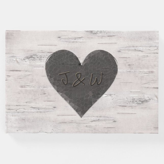 Birch Wood Look Wedding Gästebuch (Vorderseite)