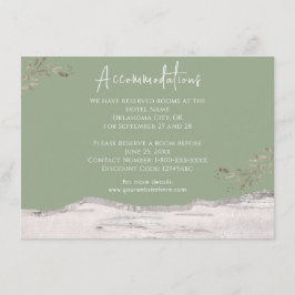 Birch Wood Sage Green Wedding Unterkünfte Enclo Begleitkarte