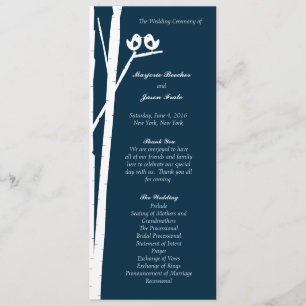 Birchtree Birds Programme de mariage Bleu