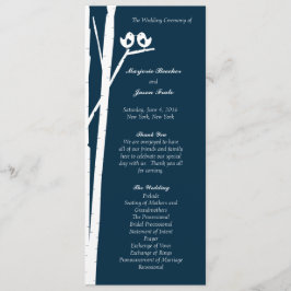 Birchtree Birds Wedding Program Blue Programm