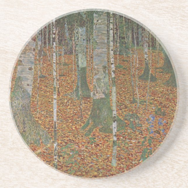 Birchwald von Gustav Klimt, Vintager Jugendstil Getränkeuntersetzer (Vorne)