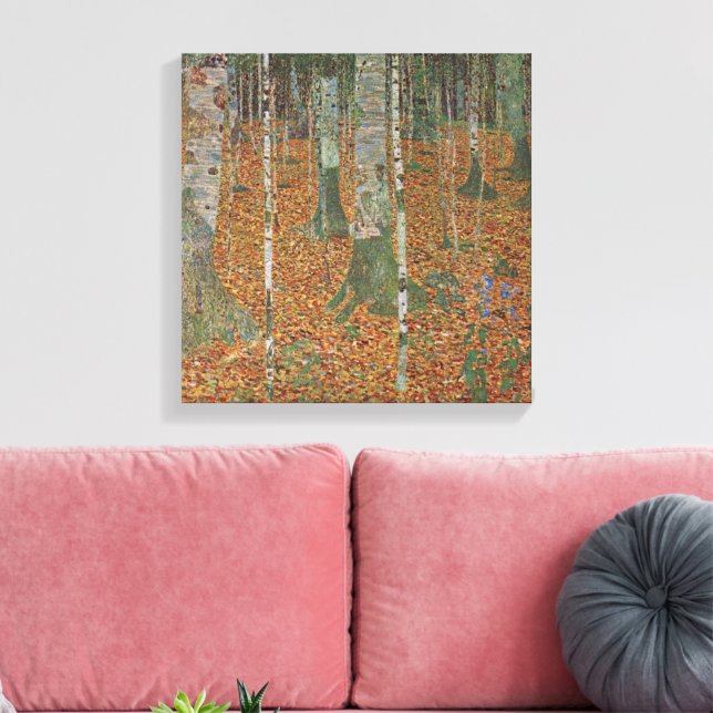 Birchwald von Gustav Klimt, Vintager Jugendstil Leinwanddruck (Insitu (Wohnzimmer))