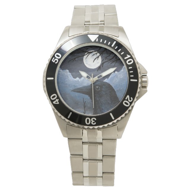 Bird 58 Crow Raven Armbanduhr (Vorderseite)