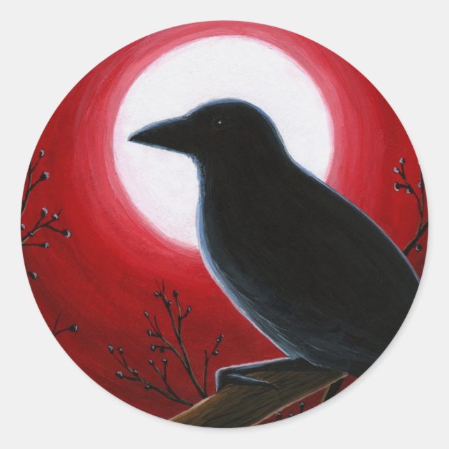 Bird 62 Crow Raven Runder Aufkleber (Vorderseite)