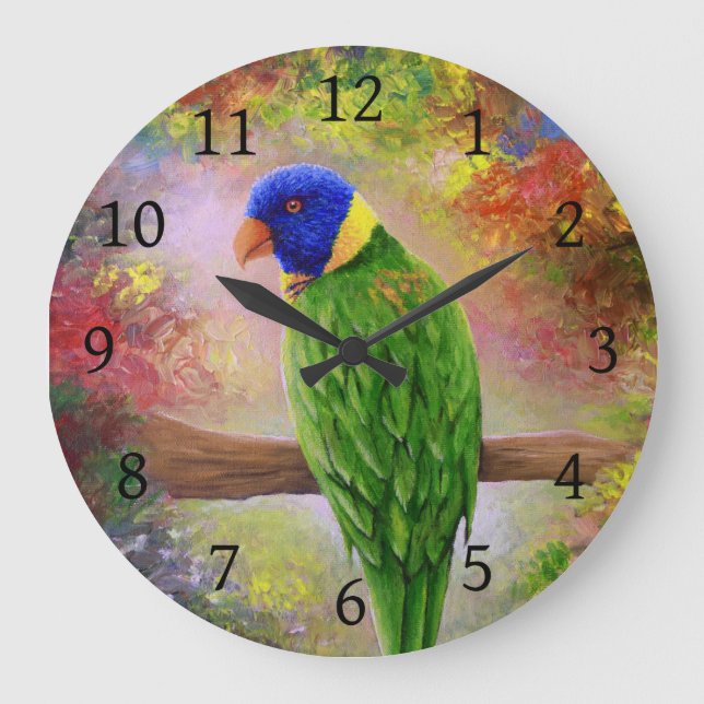 bird 76 multicolor bird große wanduhr (Vorderseite)