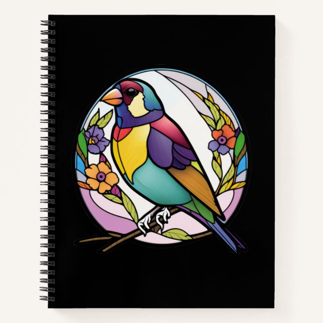 Bird Animal Portrait Gestaltete Glas Wildlife Fore Notizbuch (Vorderseite)