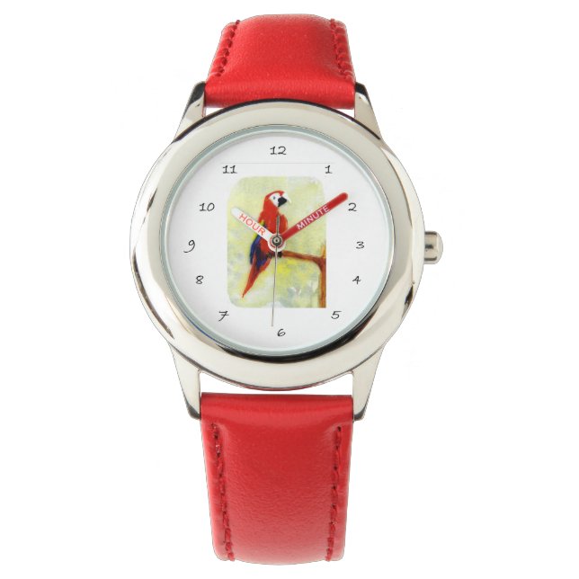 Bird Art Colorful Macaw Parrot Armbanduhr (Vorderseite)
