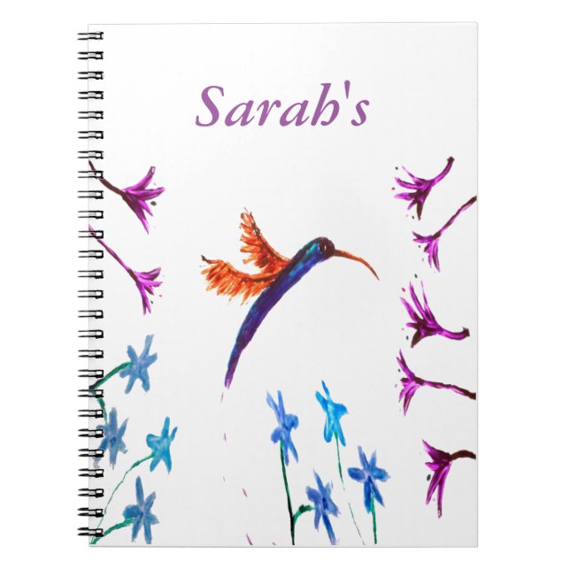 Bird Art Floral Hummingbird Personalisiert Notizblock (Vorderseite)