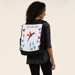 Bird Art Floral Hummingbird Rucksack