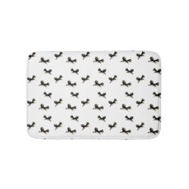 Bird Art Flying Puffins, Schwarz-weißes Muster Badematte