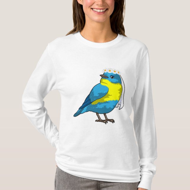 Bird as Bride with Wreath of Blume T-Shirt (Vorderseite)