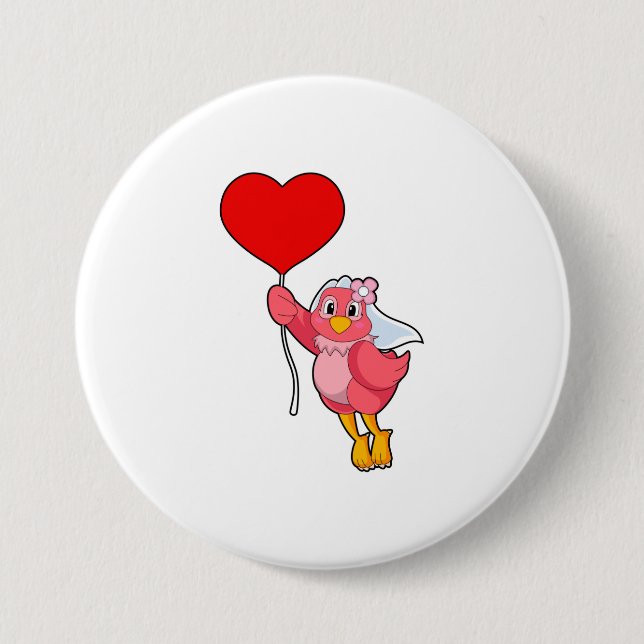 Bird as Bridge mit Veil & Heart Balloon Button (Vorderseite)