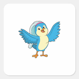 Bird as Bridge with Veil Quadratischer Aufkleber