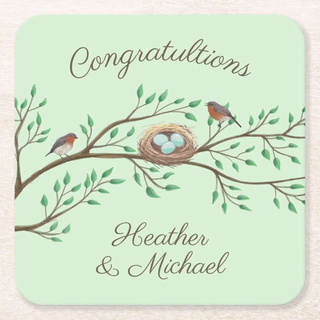 Bird Baby Shower Spring Rechteckiger Pappuntersetzer (Vorderseite)