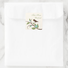 Bird Birthday Take Home Birdseed Quadratischer Aufkleber
