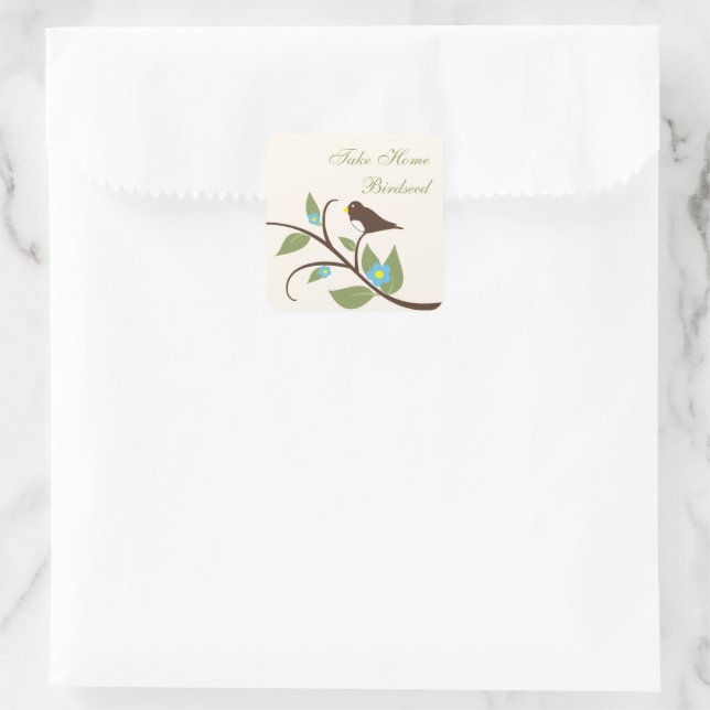 Bird Birthday Take Home Birdseed Quadratischer Aufkleber (Tasche)