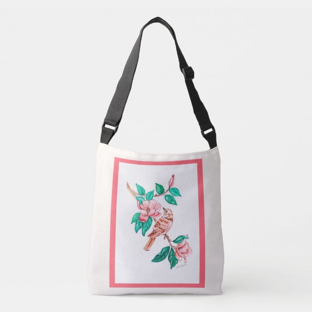 Bird Blossom Tragetaschen Mit Langen Trägern (Vorderseite)