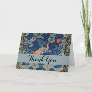 Bird Blue Chinesisch Stickerei Vintag Dankeskarte