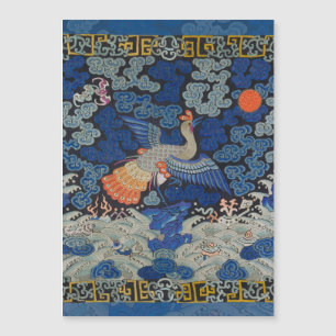 Bird Blue Chinesisch Stickerei Vintag Magnetkarte