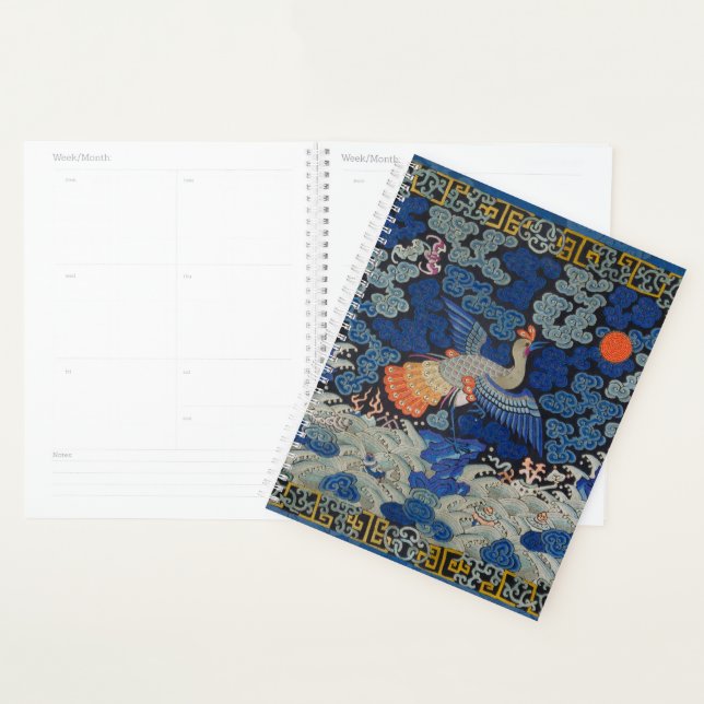 Bird Blue Chinesisch Stickerei Vintag Planer (Anzeige)