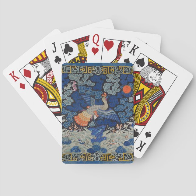 Bird Blue Chinesisch Stickerei Vintag Spielkarten (Rückseite)