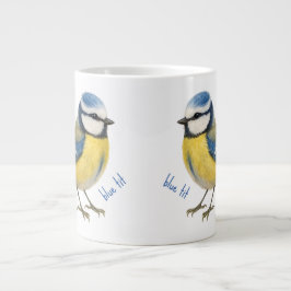 Bird Blue Tit Mug, Watercolour Garden Bird Art Jumbo-Tasse