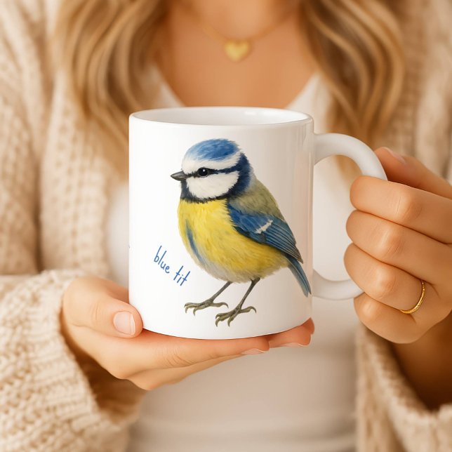 Bird Blue Tit Mug, Watercolour Garden Bird Art Kaffeetasse (Von Creator hochgeladen)