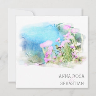 *~* Bird Blume AR12 FOTO UAWG + QR Hochzeit Einladung