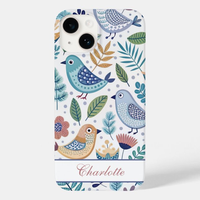Bird Botanical Perzonalized Case-Mate iPhone 14 Hülle (Rückseite)