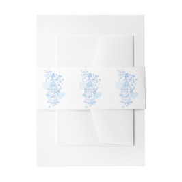 Bird cage Blue Art Hochzeit Bauchband Einladungsbanderole