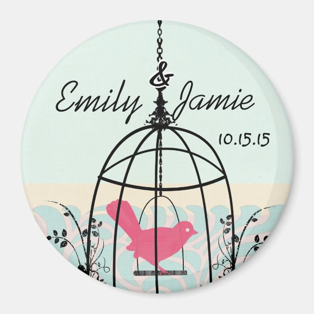 Bird Cage Wedding Stickers oder Anpassen Magnet (Vorne)