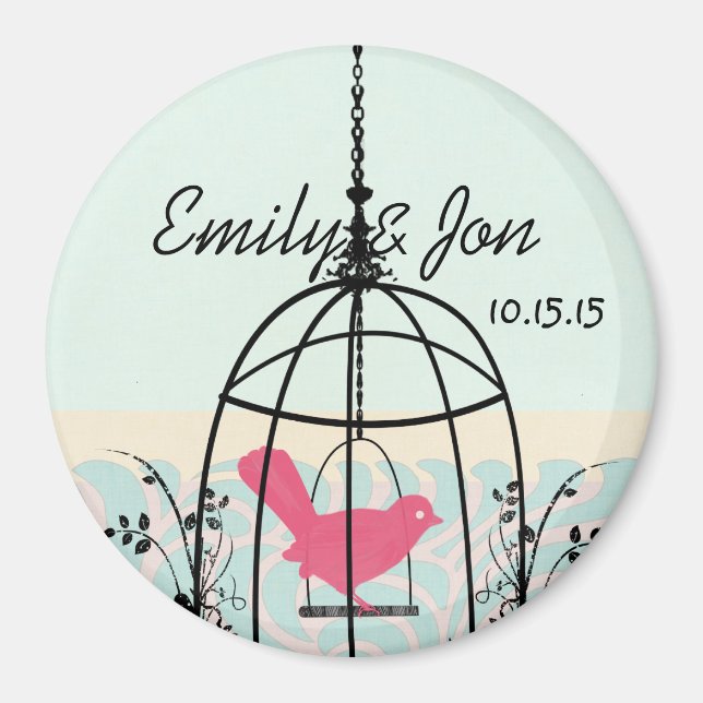 Bird Cage Wedding Stickers oder Anpassen Magnet (Vorne)