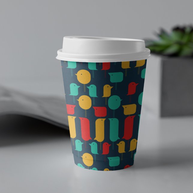 Bird Cartoon Pappbecher (multicolor bird pattern kids,adult party stationery, birthday party use and throw paper cups)