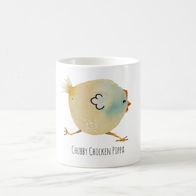 Bird, chicken, watercolor, whimsical, chubby bird  kaffeetasse (Mittel)