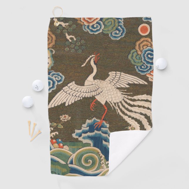Bird Chinese Antique Decor Golfhandtuch (Insitu)