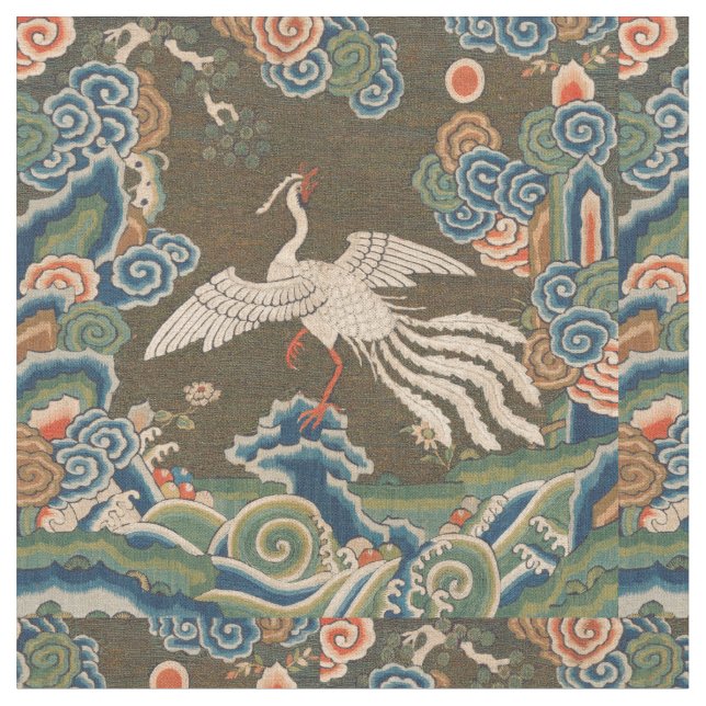 Bird Chinese Antique Decor Stoff (Nahaufnahme)