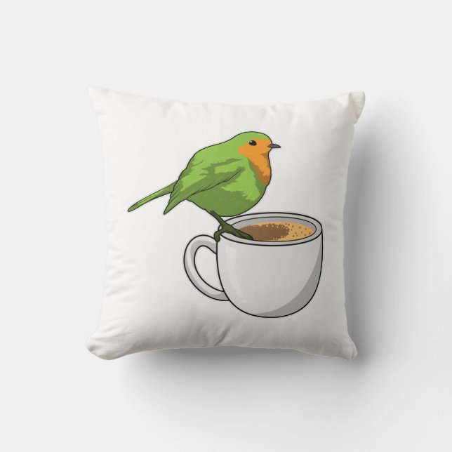 Bird Coffee Cup Kissen (Vorderseite)