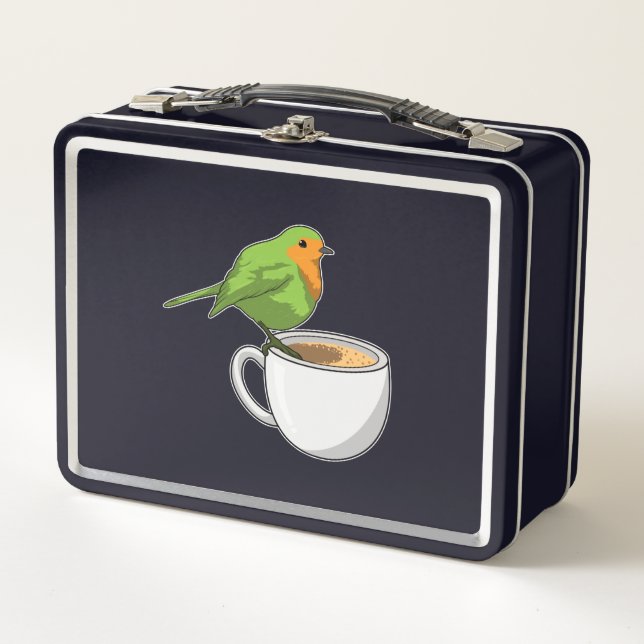 Bird Coffee Cup Metall Brotdose (Vorderseite)