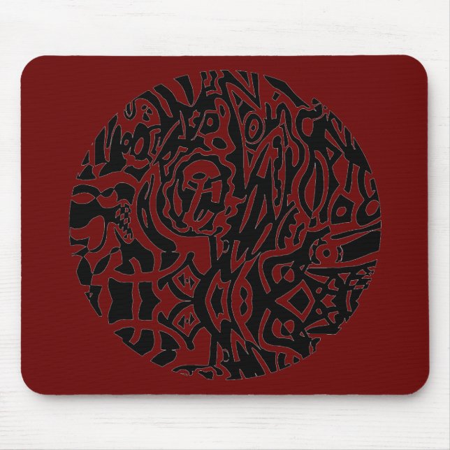 "Bird Creature" B&W Abstrakt Mousepad (Vorne)