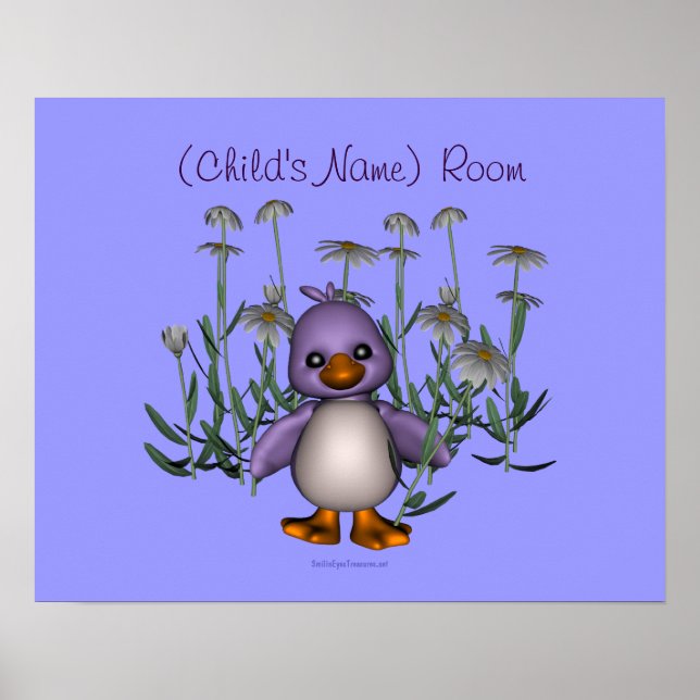 Bird Daisisies Kids Room Personalisiert Wall Poste Poster (Vorne)