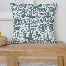 Bird, deer, floral damask kissen