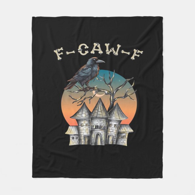 Bird F-Caw-F Funny Crow Raven Fleecedecke (Vorderseite)