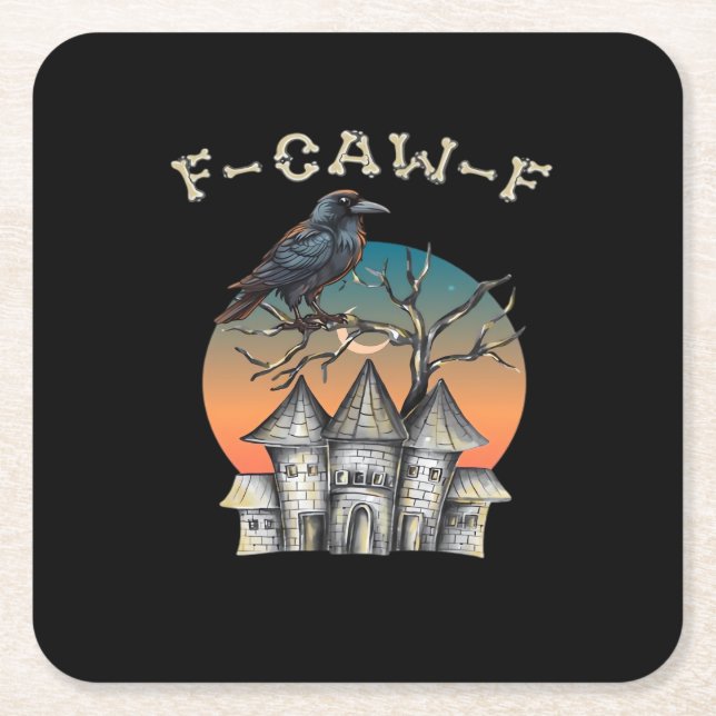 Bird F-Caw-F Funny Crow Raven Rechteckiger Pappuntersetzer (Vorderseite)