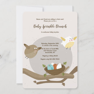Bird Family Baby Dusche Einladung