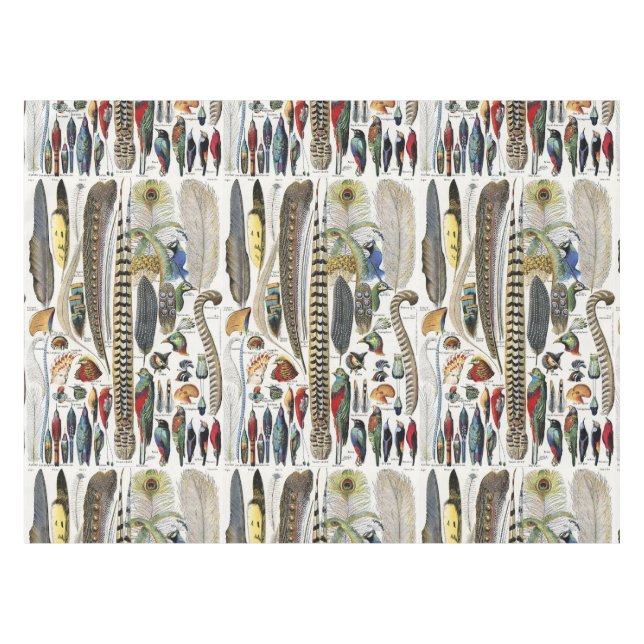 Bird Feather Wildlife Antique Feathers Art Nouveau Tischdecke (Vorderseite (Horizontal))