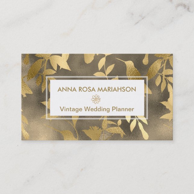 *~* Bird Floral Gold Art Deco Muster Visitenkarte (Vorderseite)